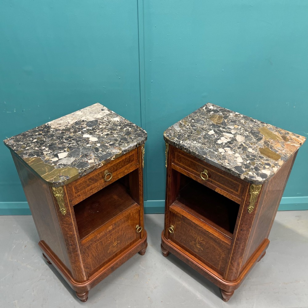 Pair of French burr walnut bedside cabinets  View VI
