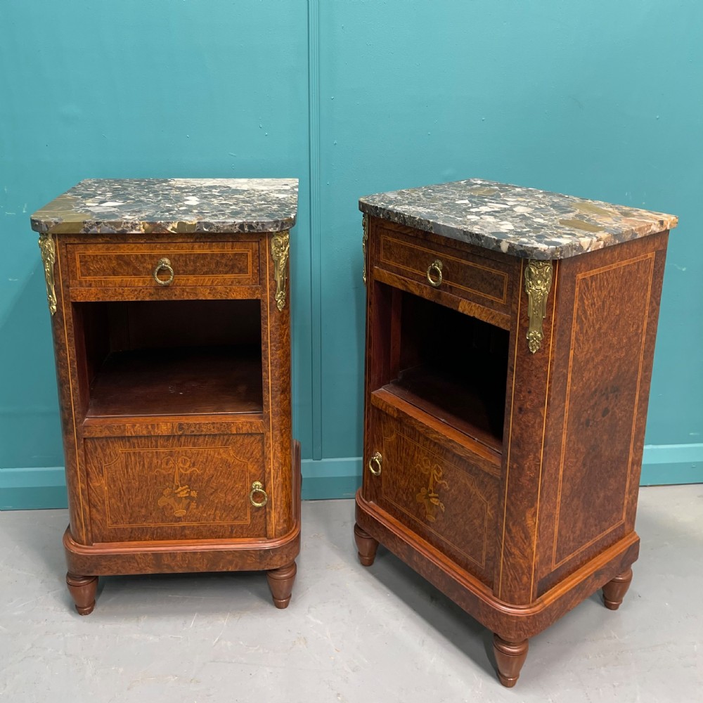 Pair of French burr walnut bedside cabinets  View VII