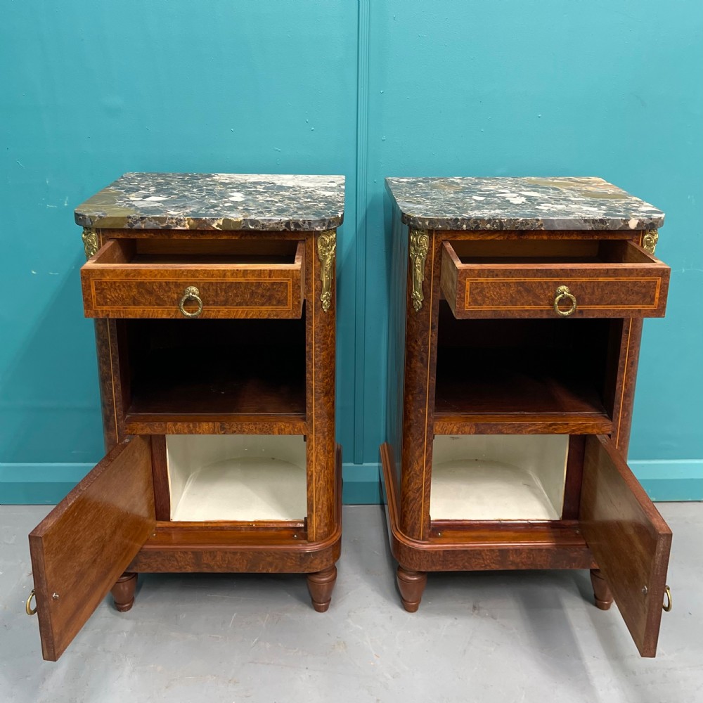 Pair of French burr walnut bedside cabinets  View VIII