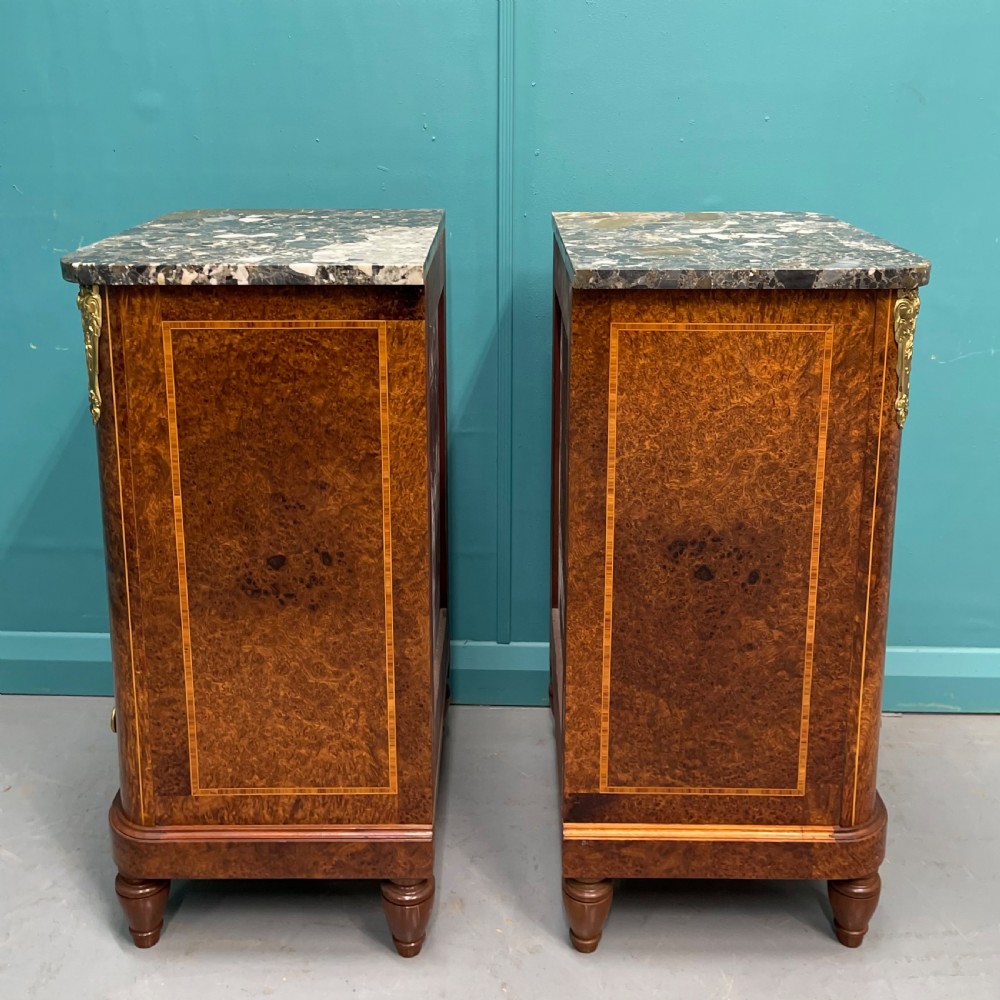 Pair of French burr walnut bedside cabinets  View IX