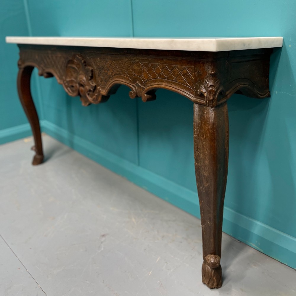 Pair of French marble top wall mounted console tables  View IV