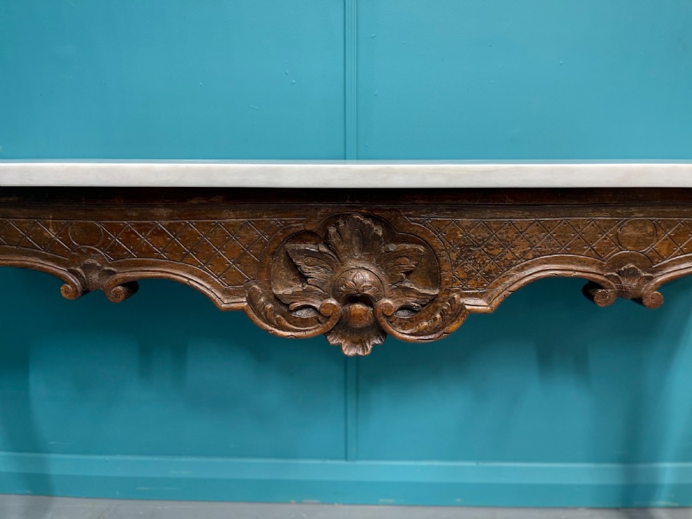 Pair of French marble top wall mounted console tables  View VII