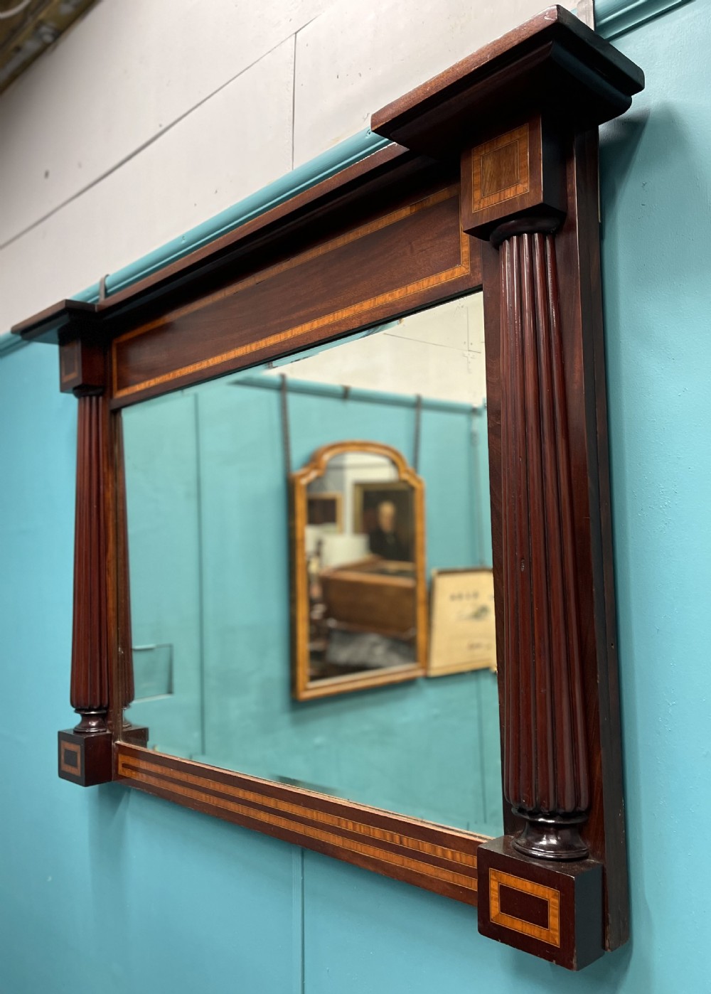 Edwardian inlaid overmantle mirror View II