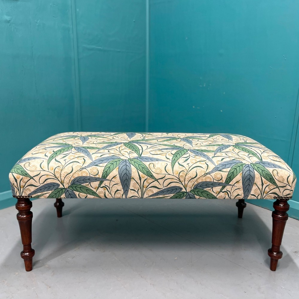 Newly upholstered Victorian ottoman footstool View VI