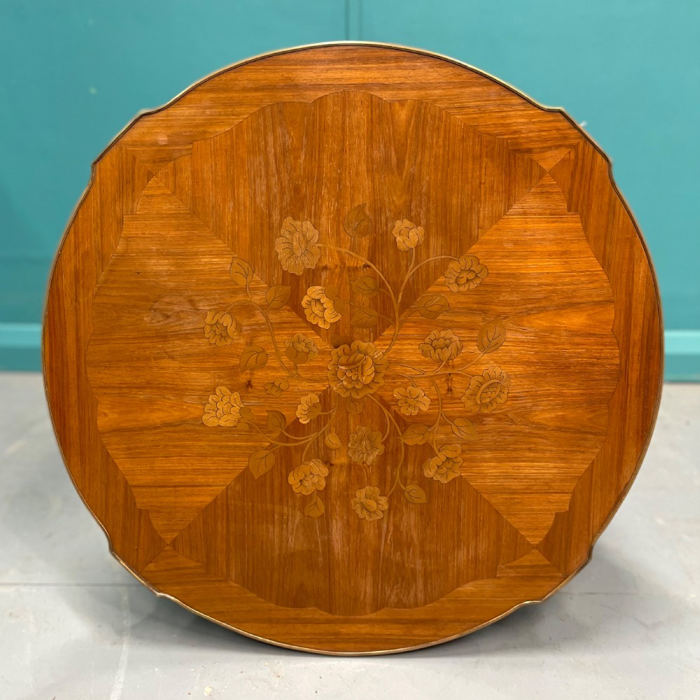 French round coffee table with marquetry View III
