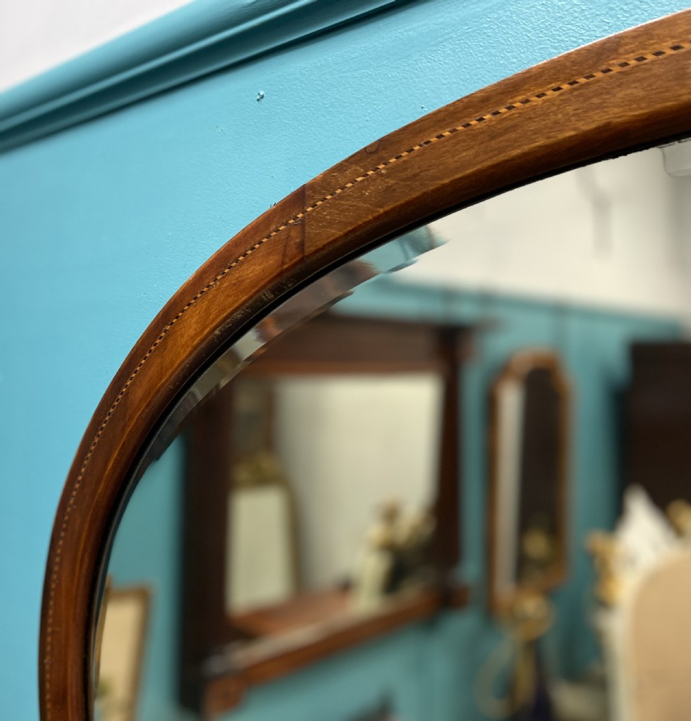 Edwardian oval inlaid mirror with bevelled glass View III