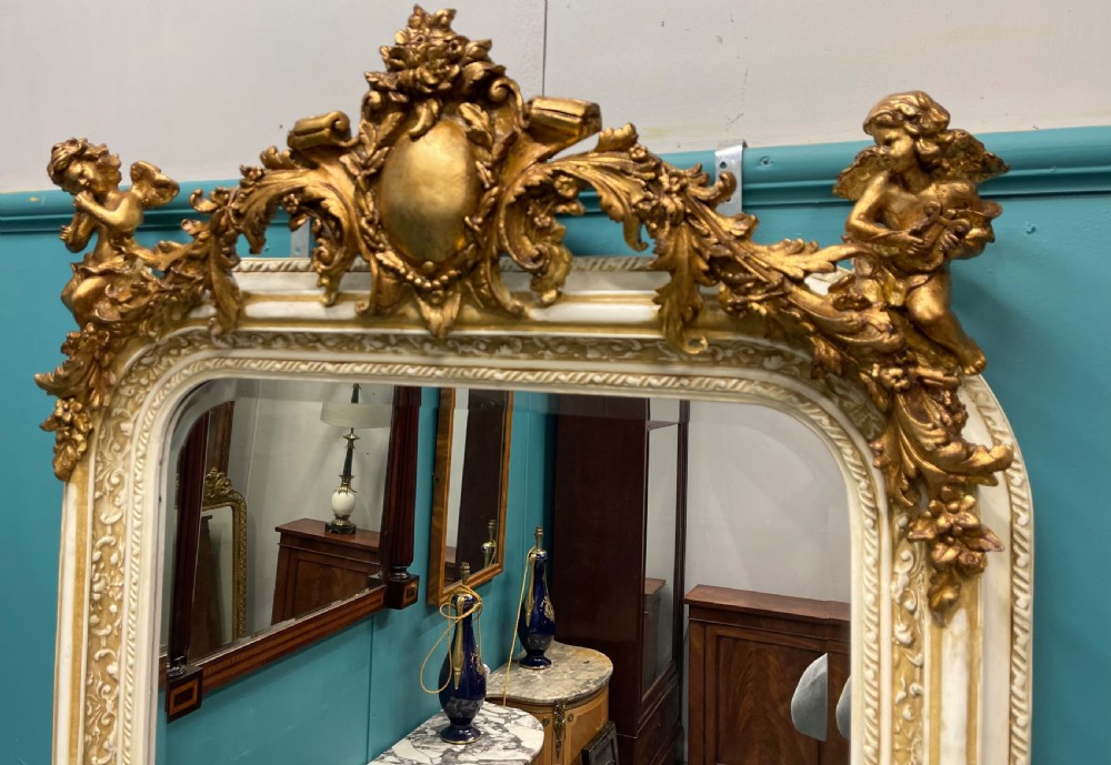 Large French paint and gilt mirror View II