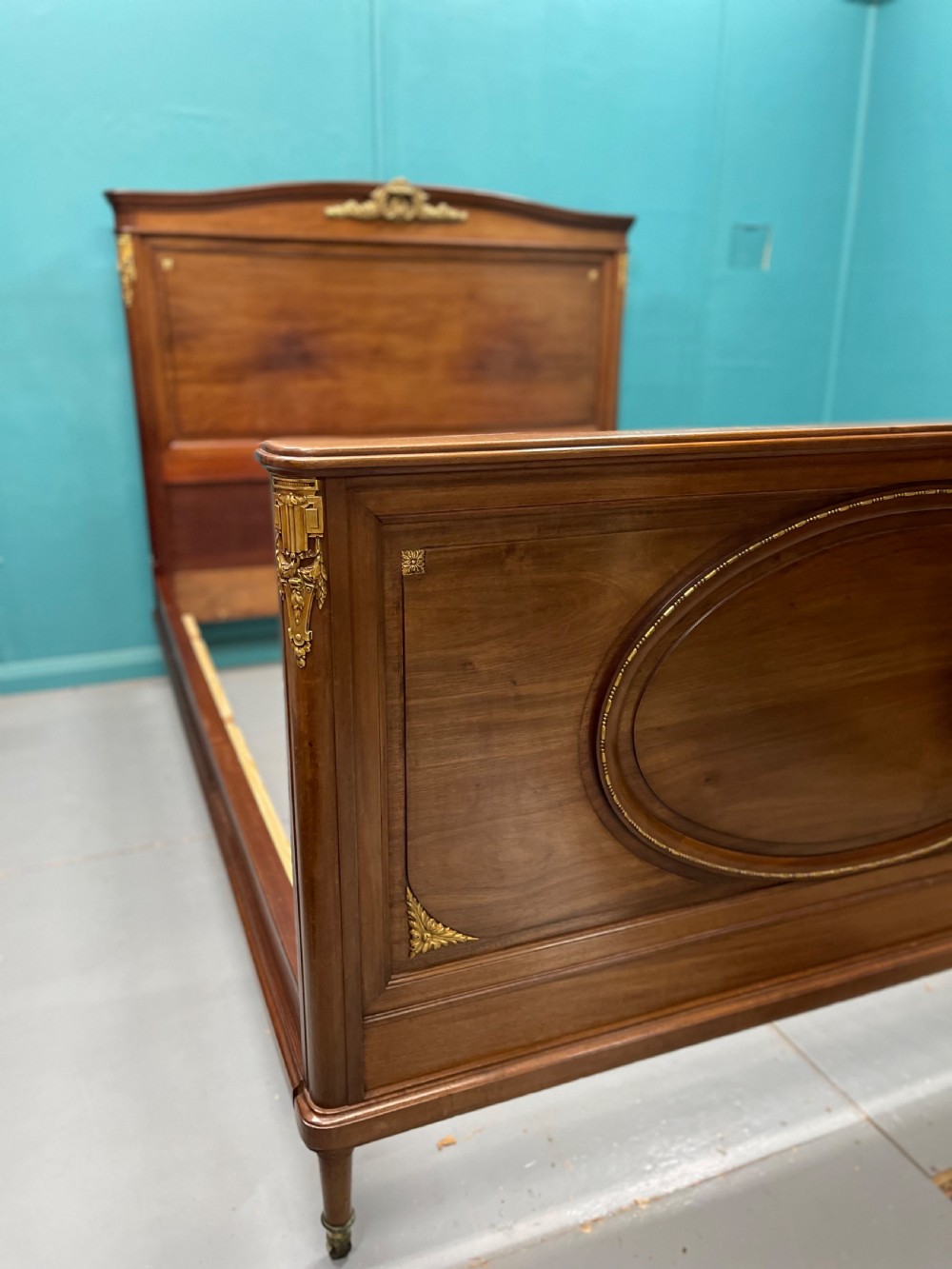French Empire style kingsize bed with mounts View III
