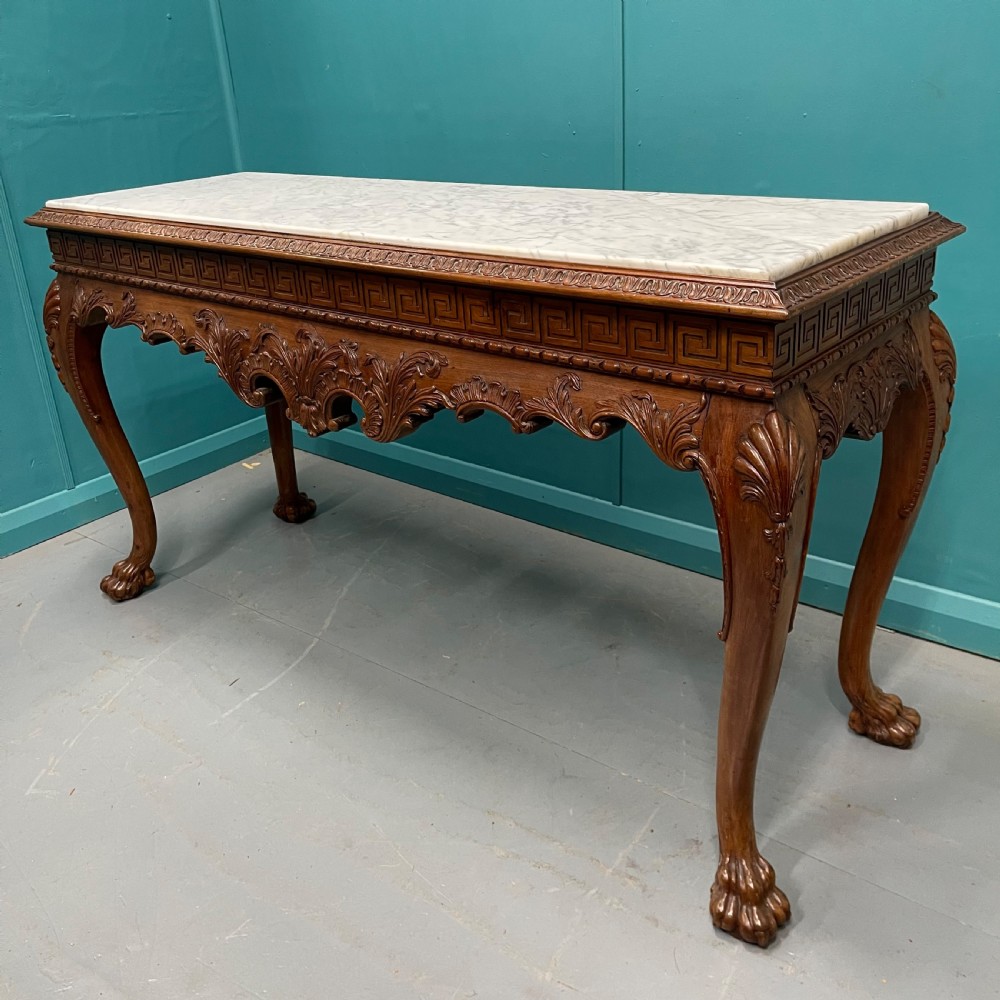 Large marble top console table on Lions feet View II