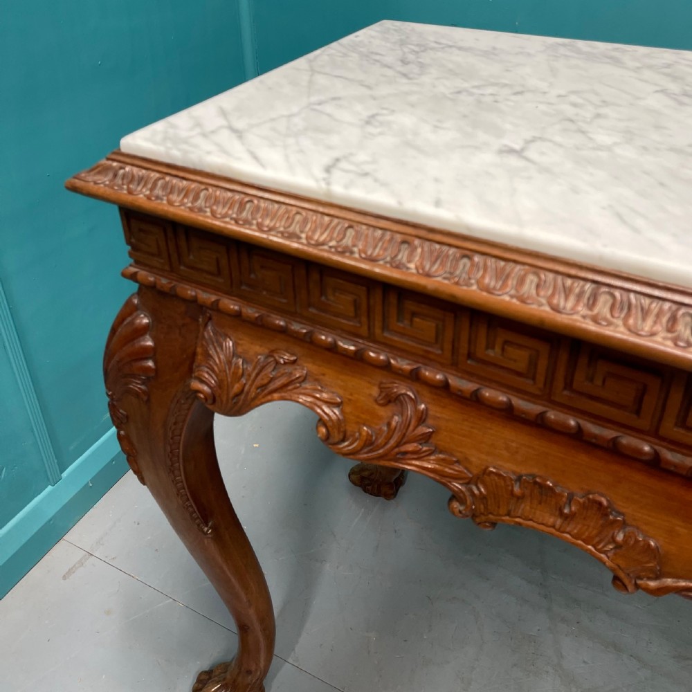 Large marble top console table on Lions feet View IV