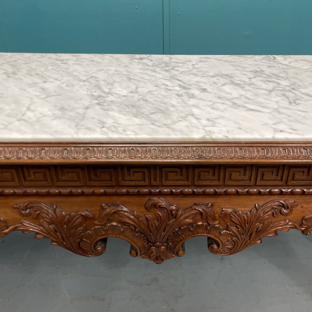 Large marble top console table on Lions feet View V