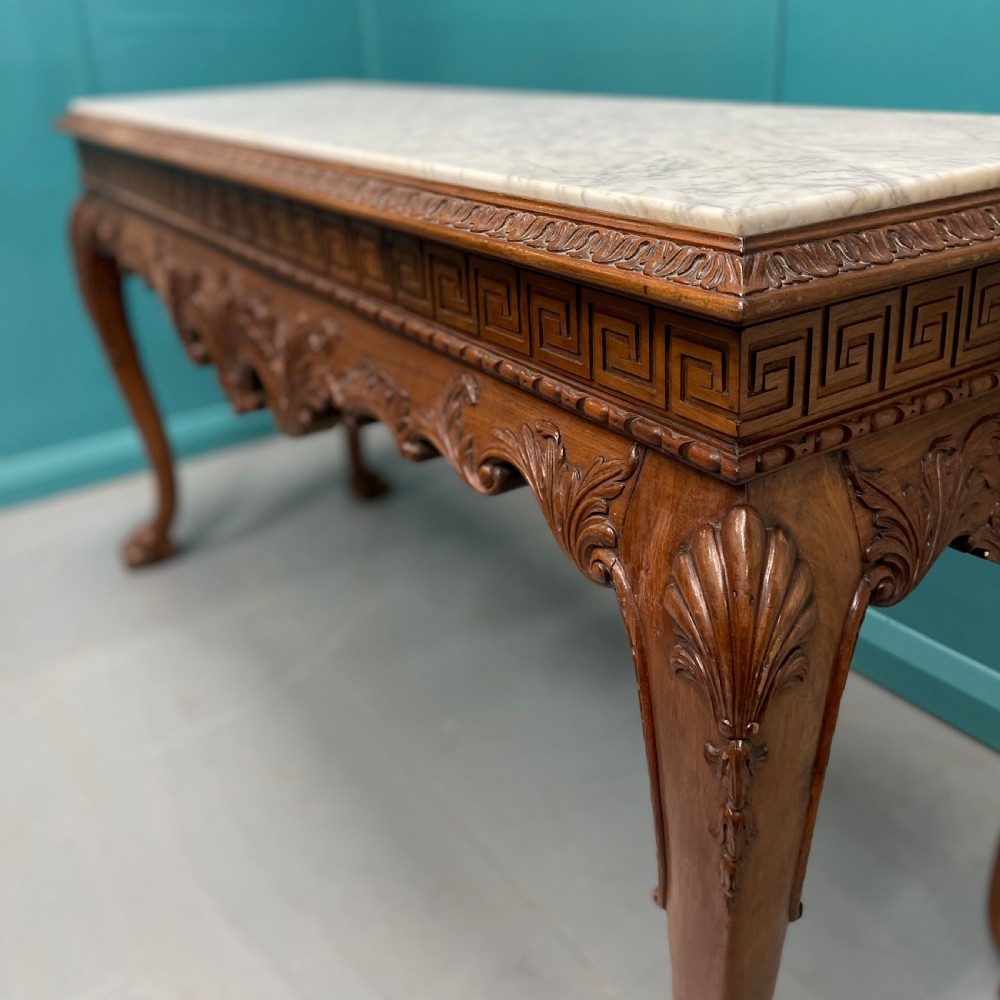 Large marble top console table on Lions feet View VII