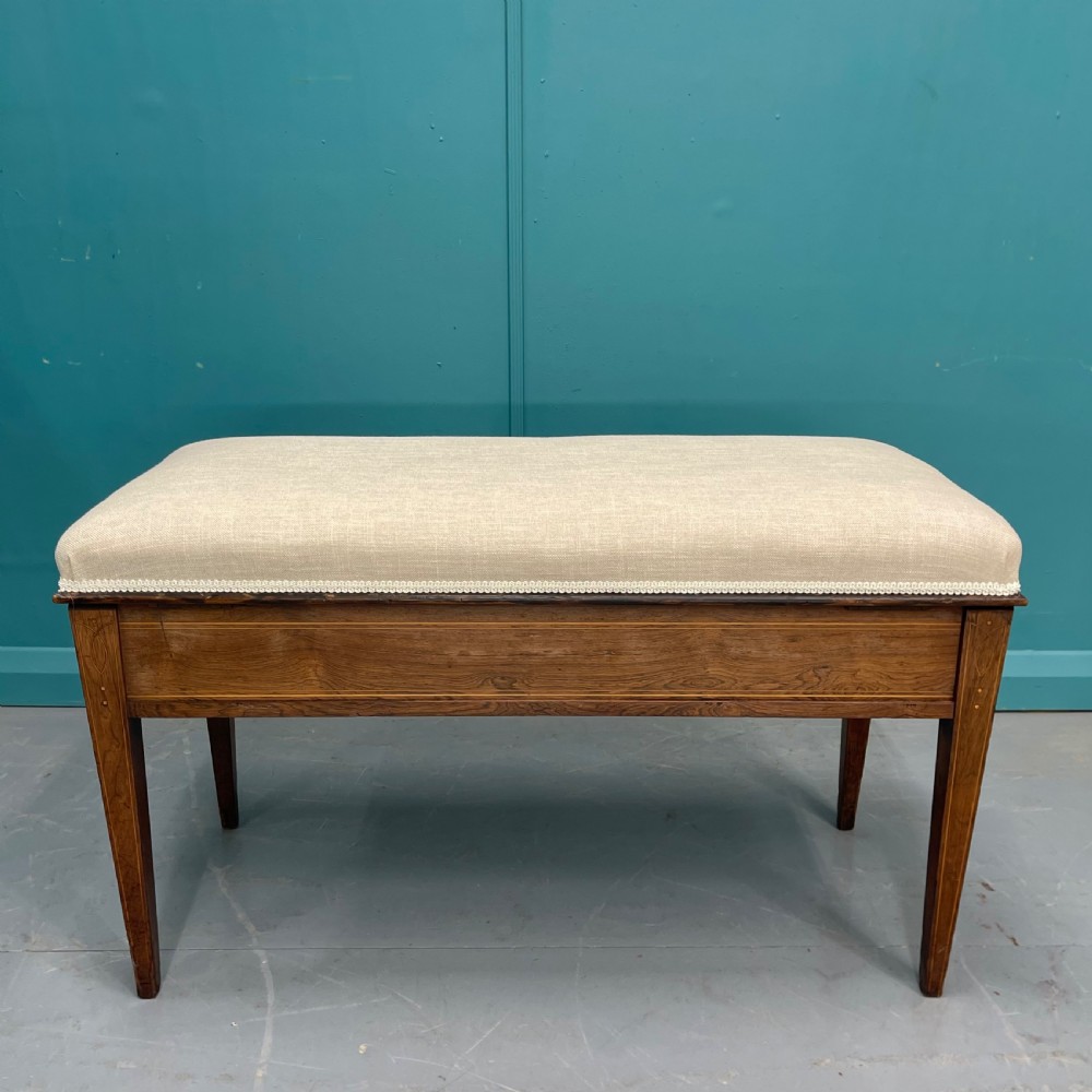 Newly upholstered piano duet stool with marquetry View VI