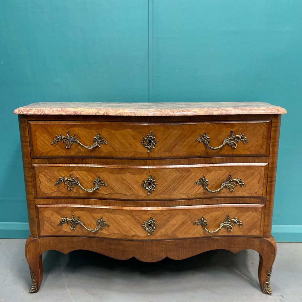 French bombe rouge marble top commode 