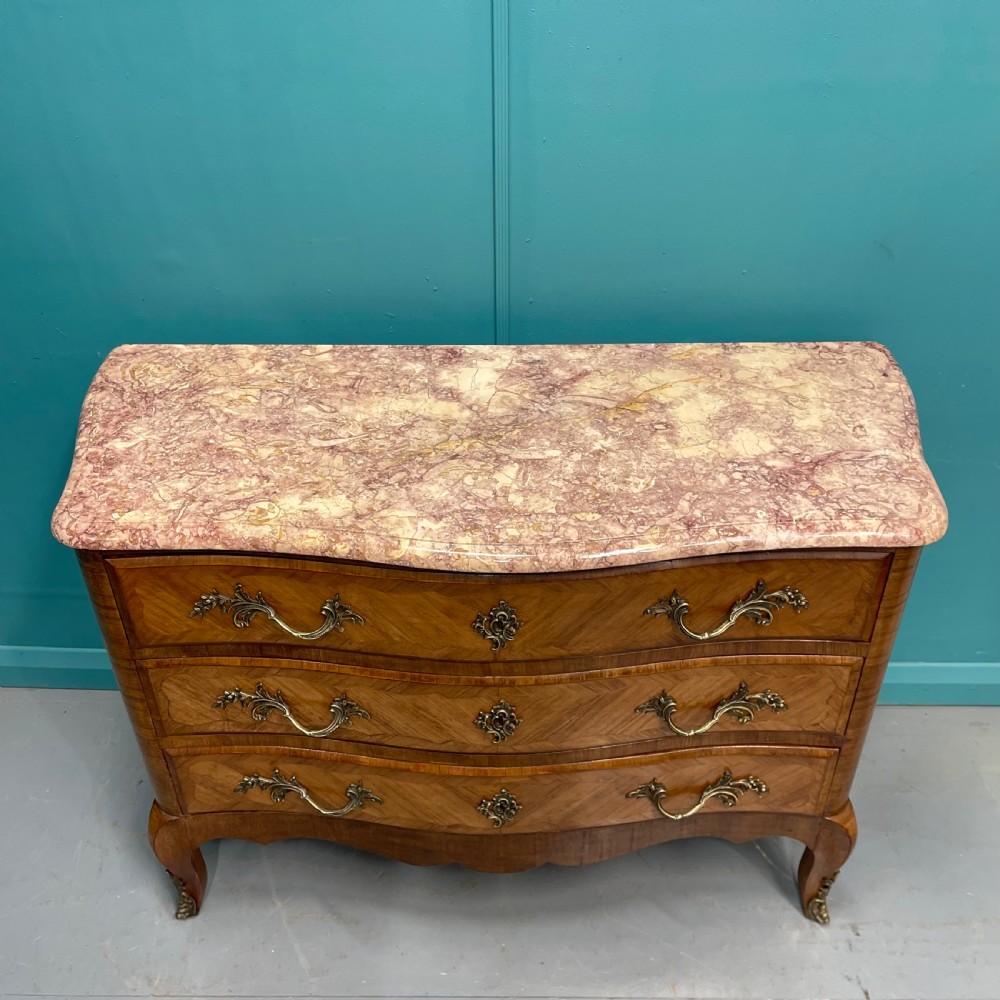 French bombe rouge marble top commode  View II