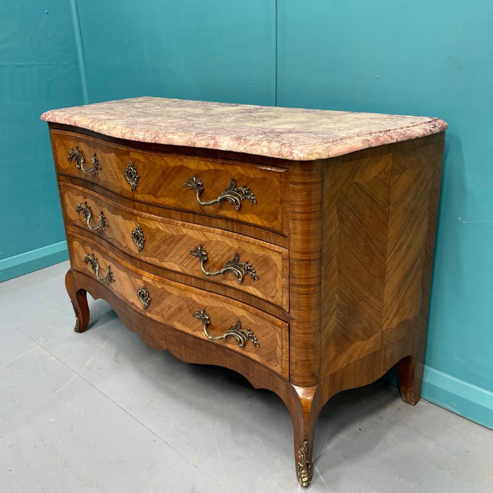 French bombe rouge marble top commode  View III
