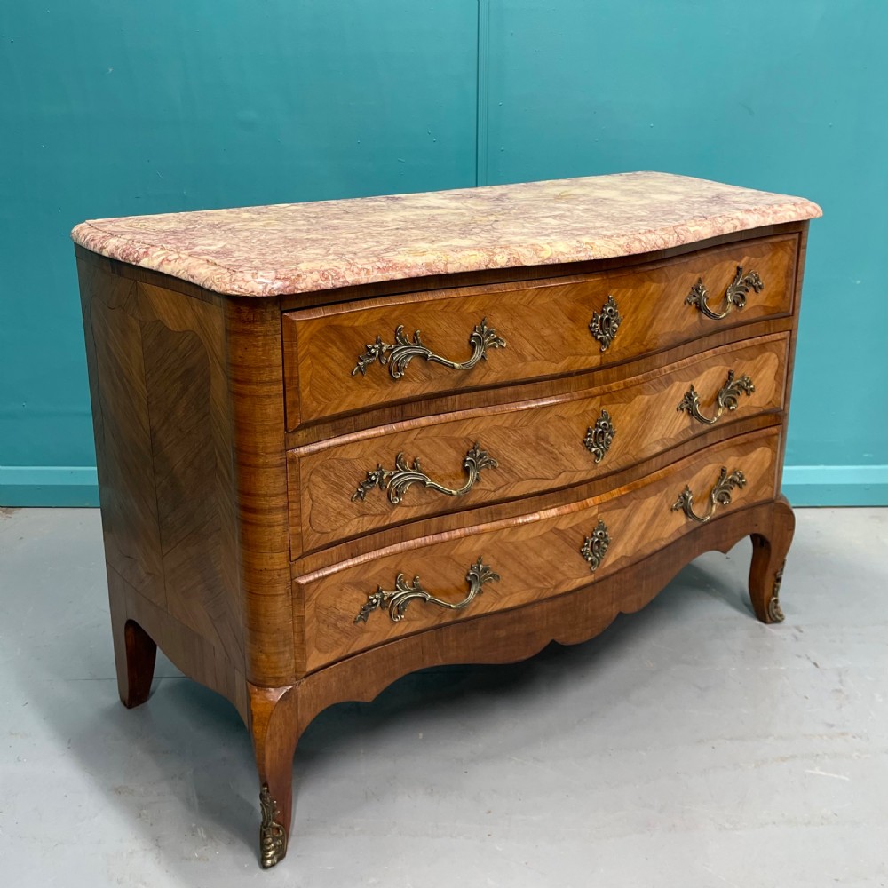 French bombe rouge marble top commode  View V