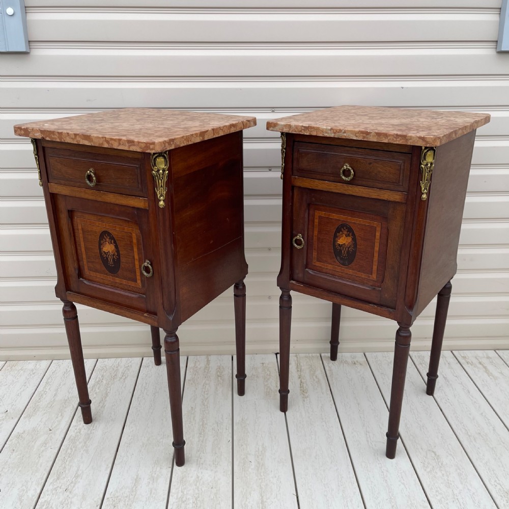 Pair of French marble top bedside cabinets View VII