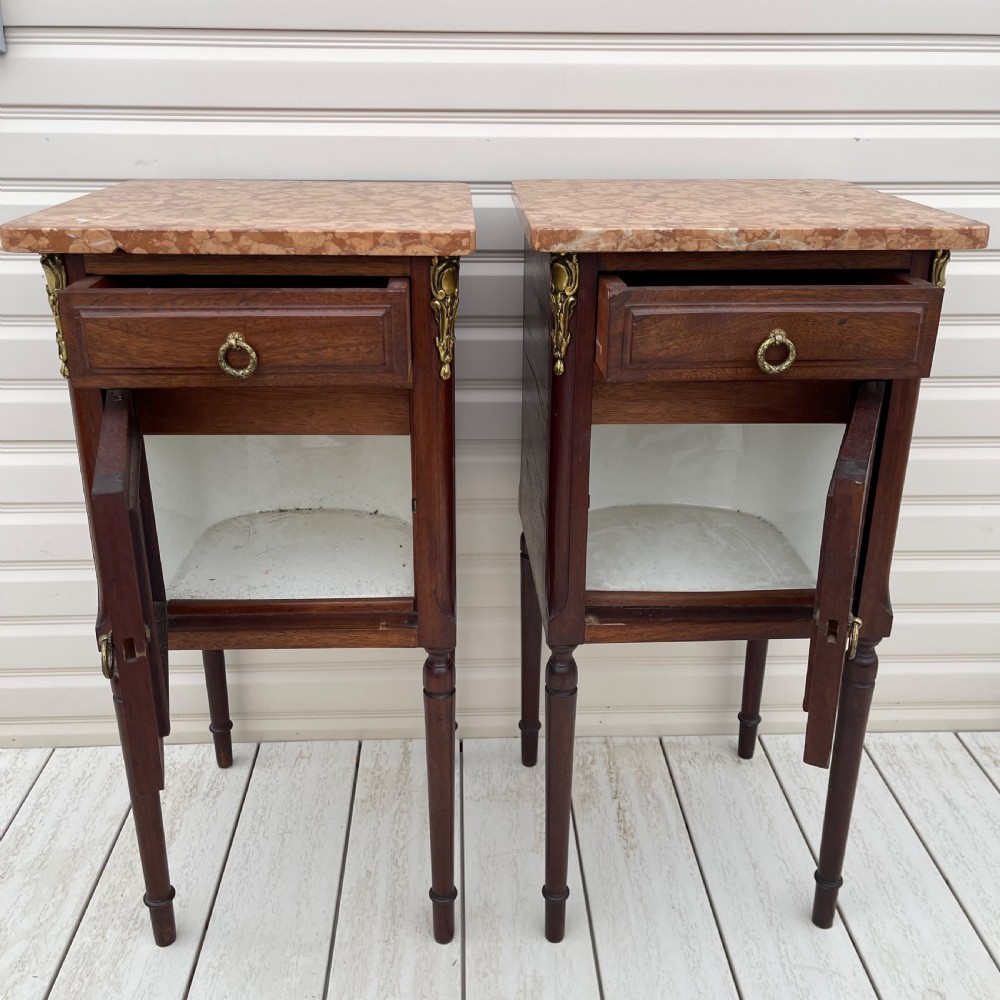 Pair of French marble top bedside cabinets View VIII