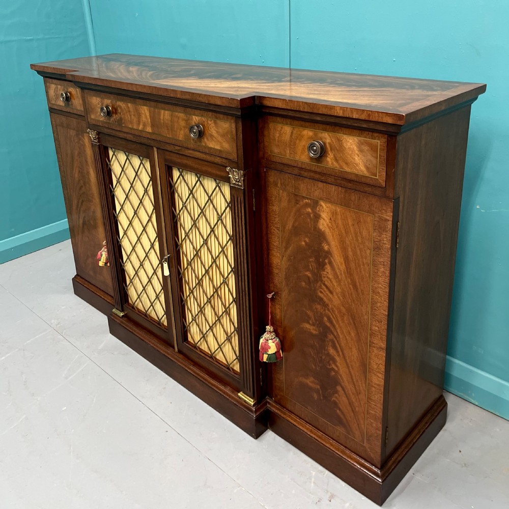 Regency revival breakfront sideboard with brass inlays View III