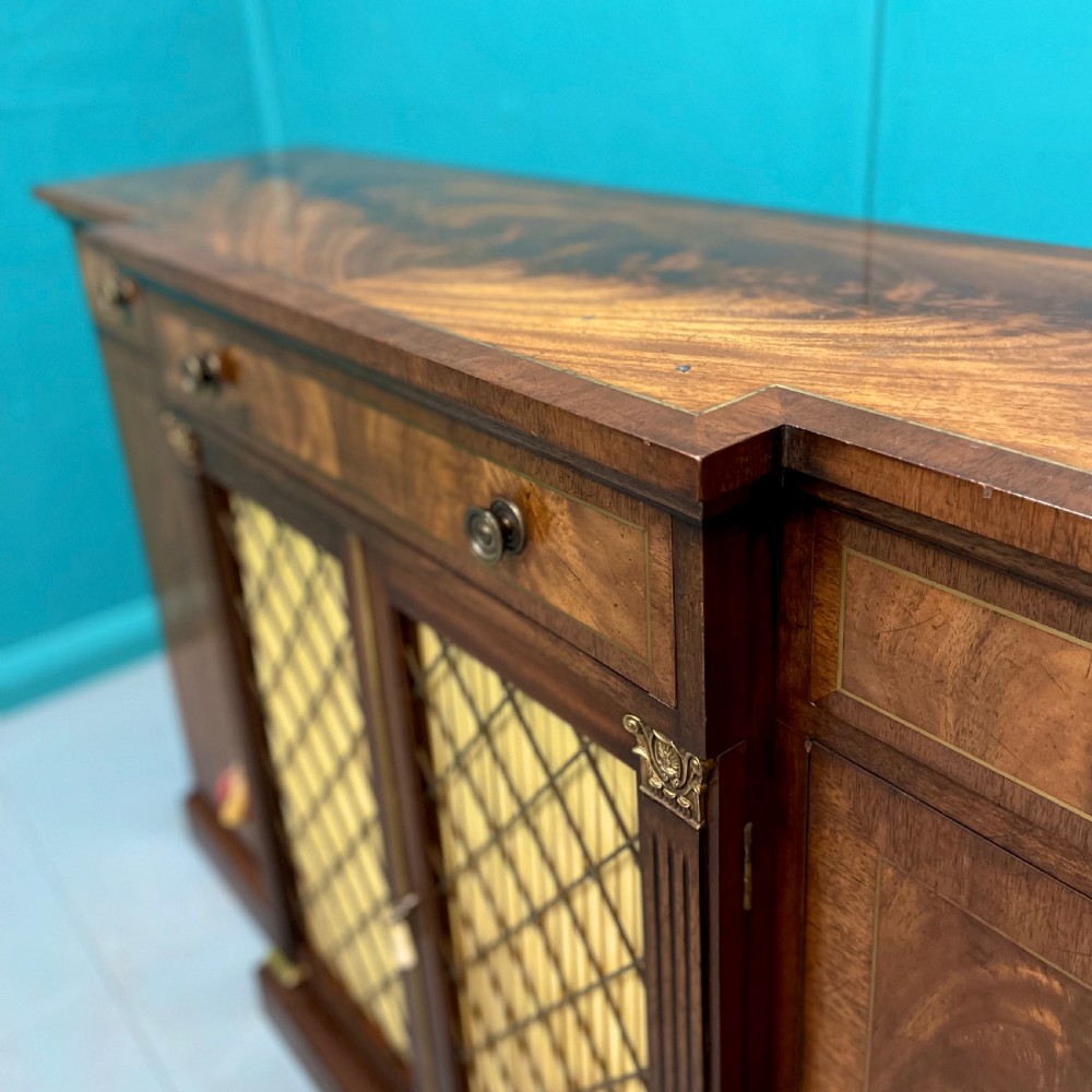 Regency revival breakfront sideboard with brass inlays View IV