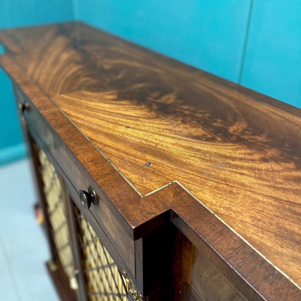 Regency revival breakfront sideboard with brass inlays View V