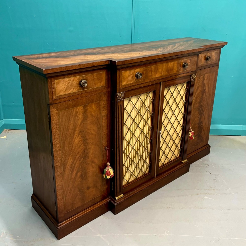 Regency revival breakfront sideboard with brass inlays View VIII