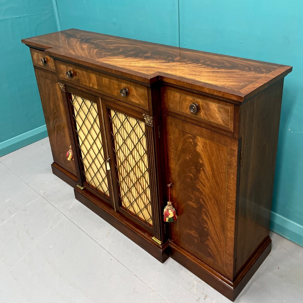 Regency revival breakfront sideboard with brass inlays View X