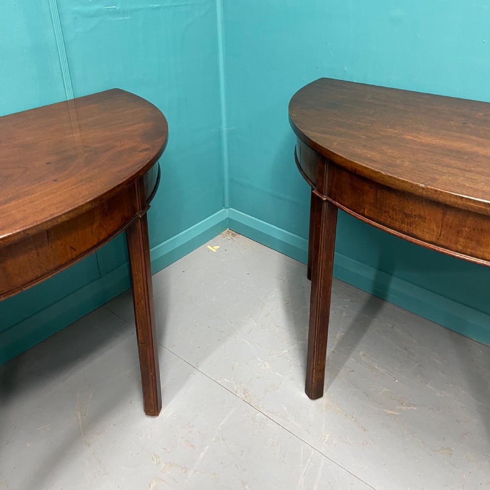 Pair of Georgian demi lune console tables View II