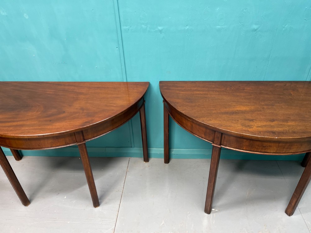 Pair of Georgian demi lune console tables View III