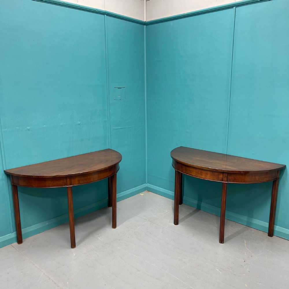 Pair of Georgian demi lune console tables View VII