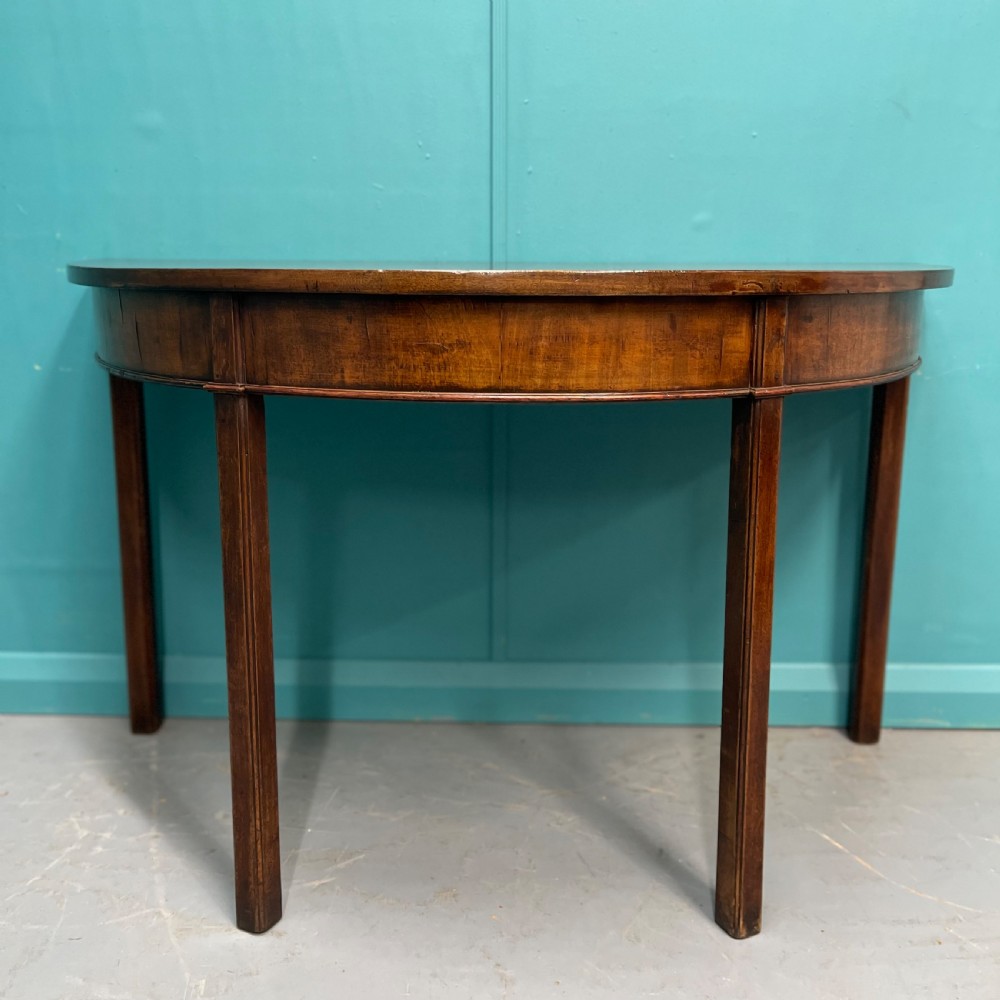 Pair of Georgian demi lune console tables View X