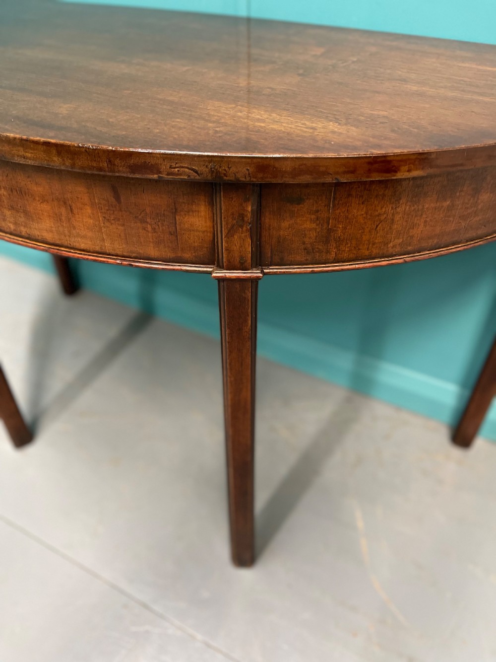 Pair of Georgian demi lune console tables View XI