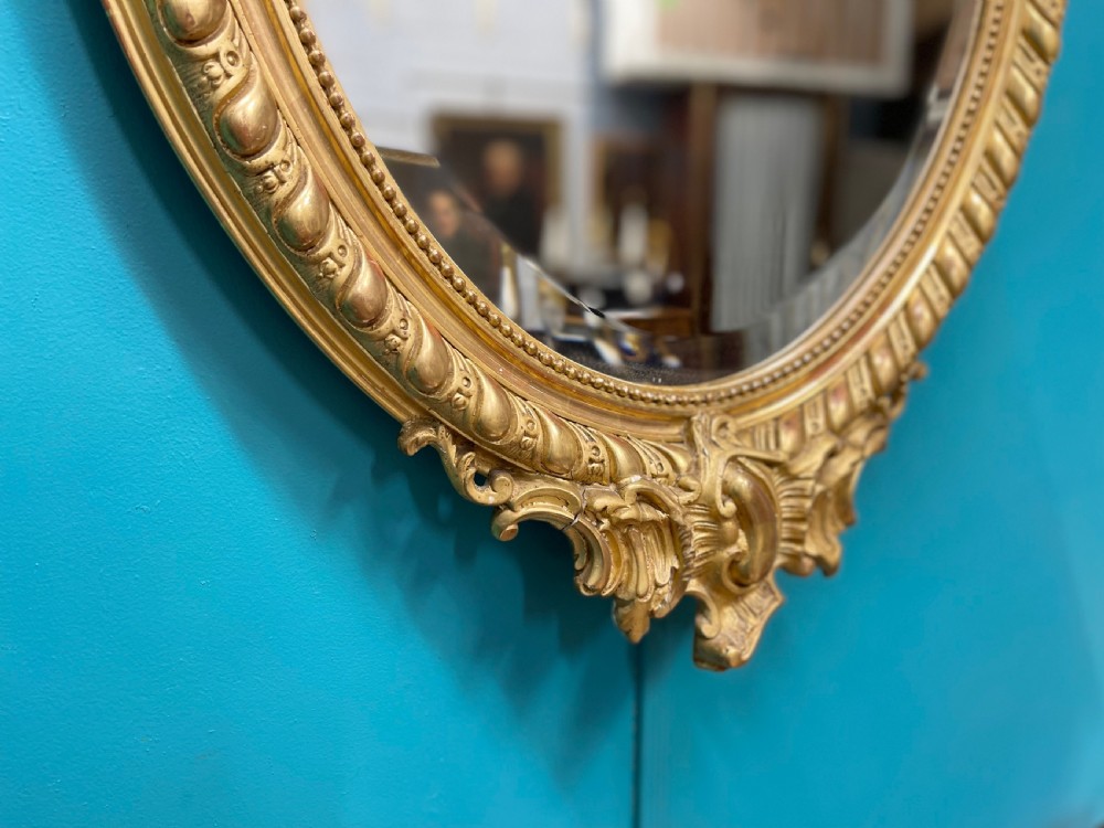 French 19th century oval gilt mirror View IV
