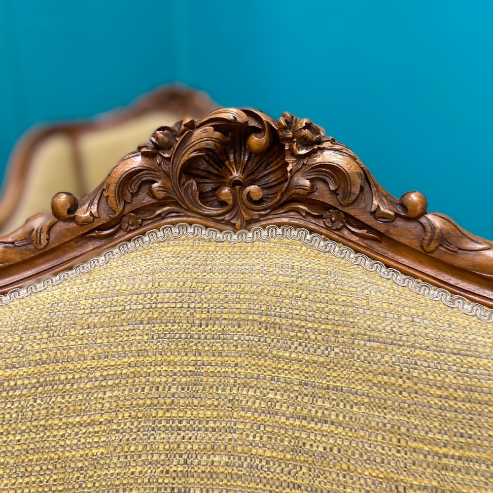 Pair of French walnut low back tub armchairs View VI
