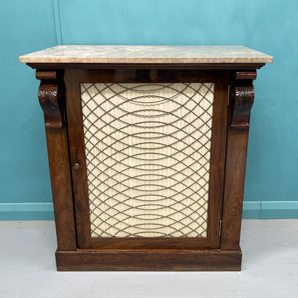 Regency marble top chiffonier pier cabinet