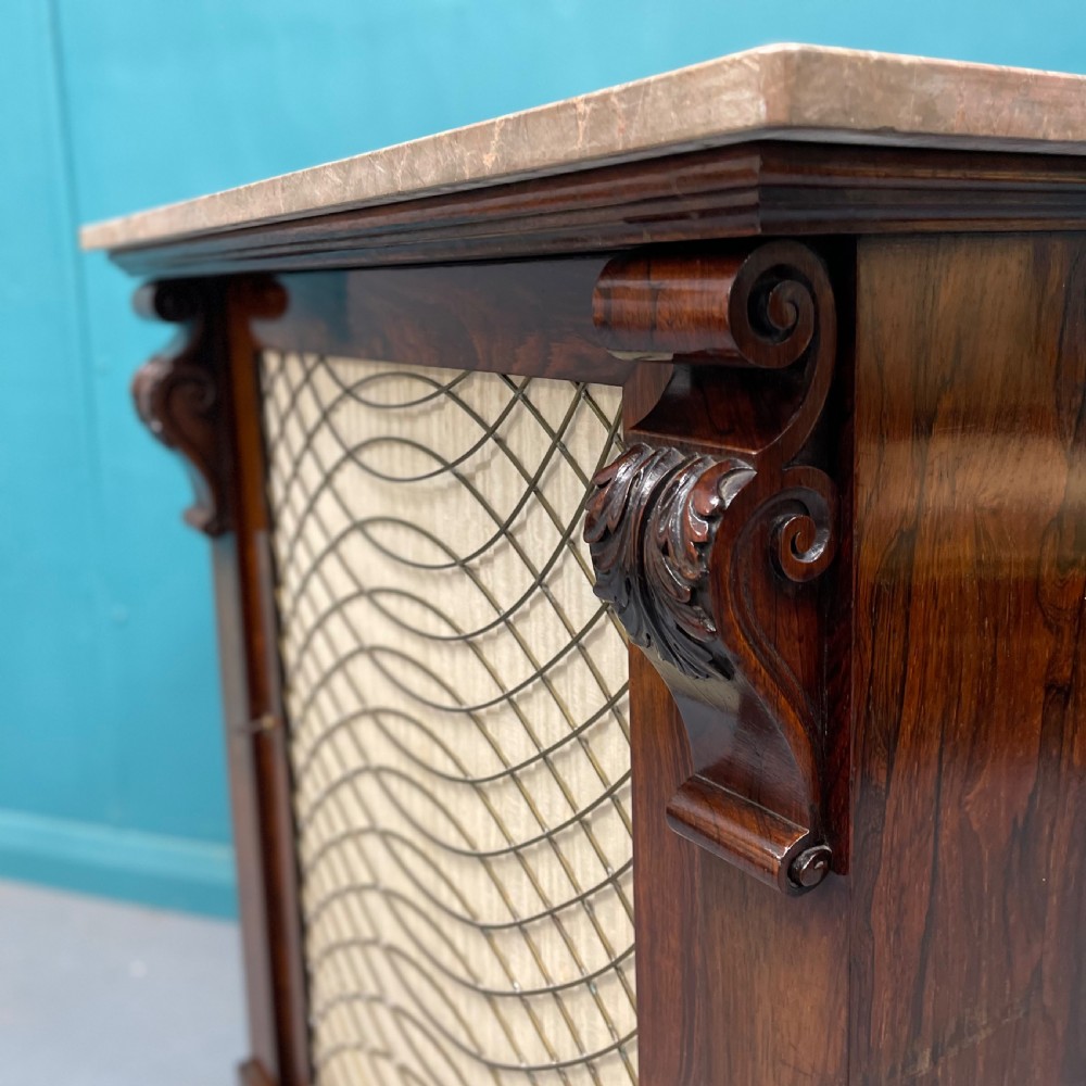 Regency marble top chiffonier pier cabinet View V