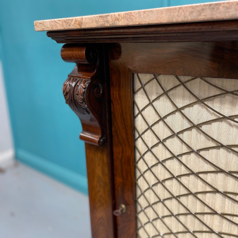 Regency marble top chiffonier pier cabinet View IX