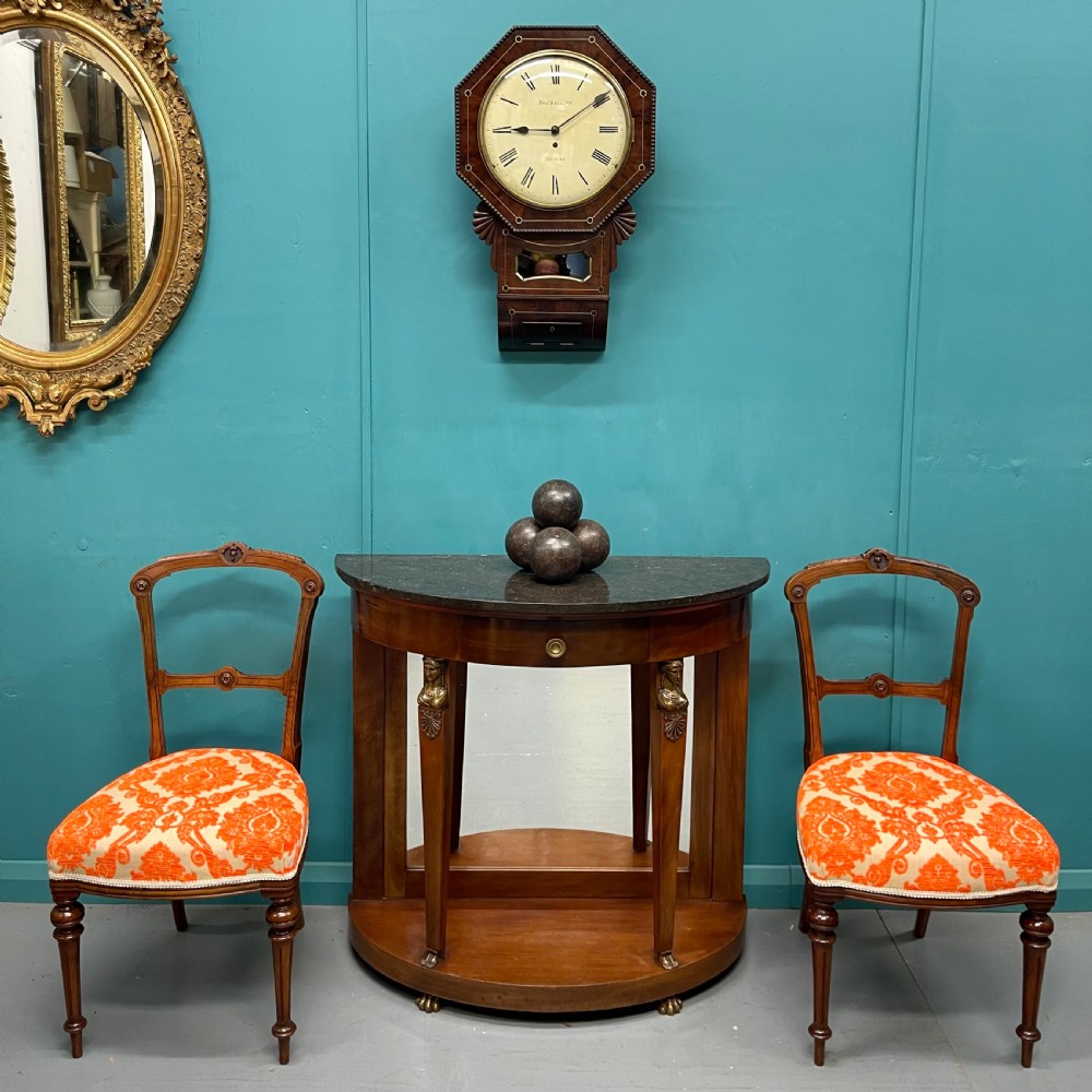 Pair of Edwardian walnut side or hall chairs  View IX