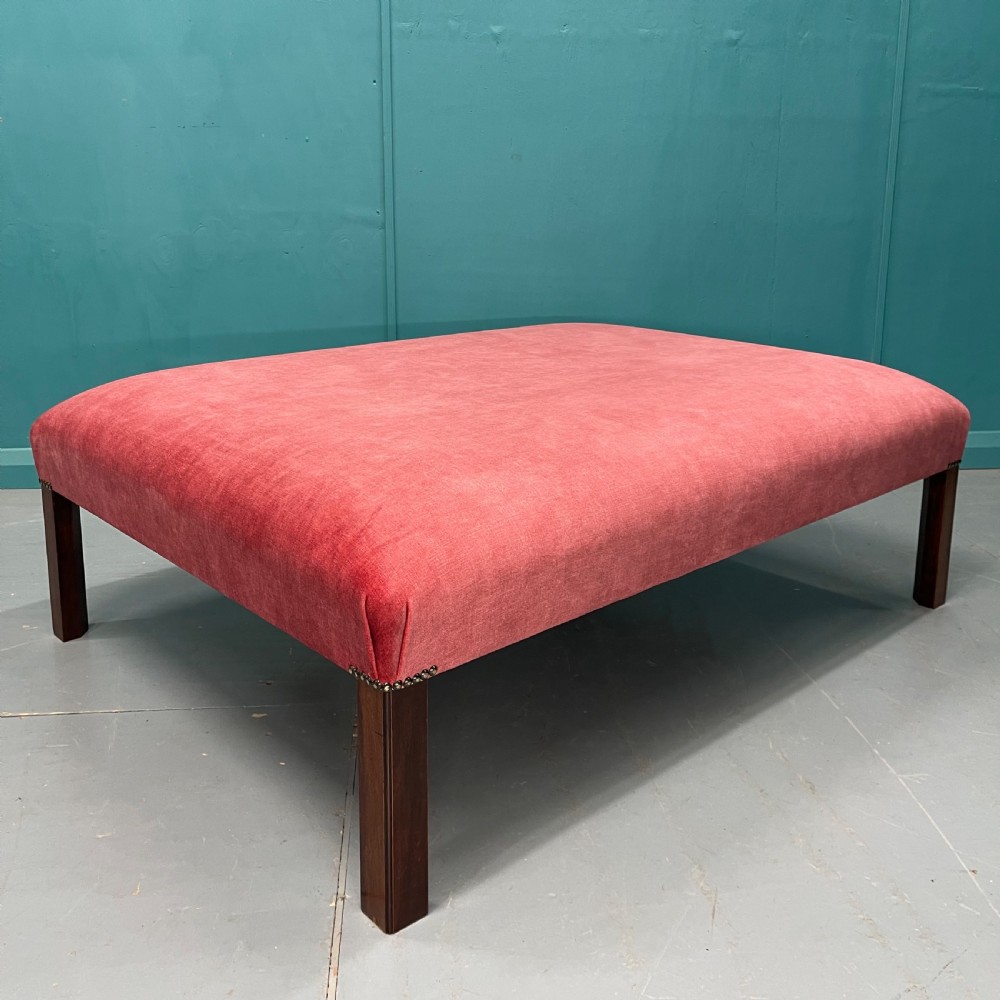 Large newly upholstered centre ottoman footstool View II