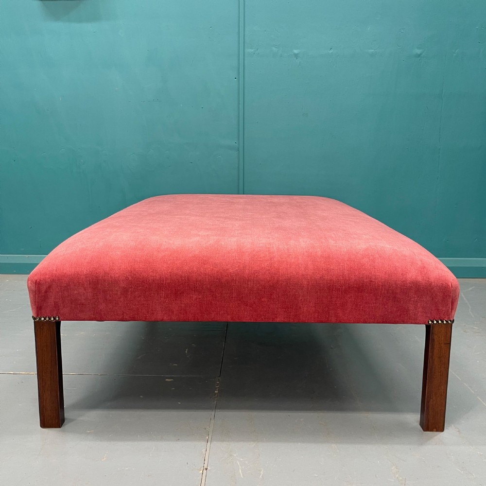 Large newly upholstered centre ottoman footstool View IV