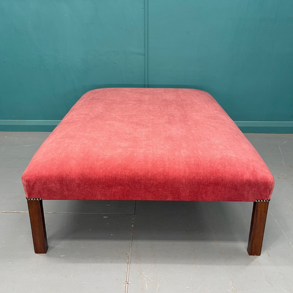 Large newly upholstered centre ottoman footstool View V