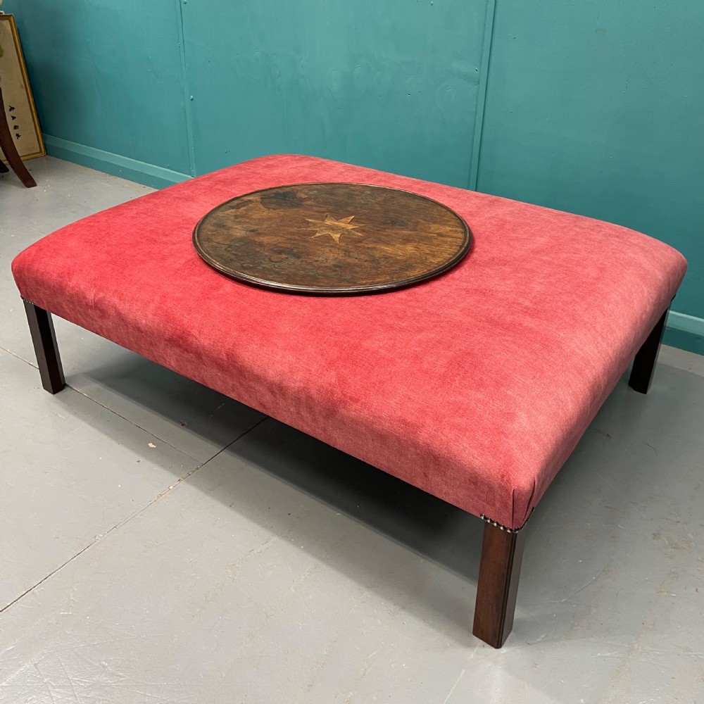 Large newly upholstered centre ottoman footstool View IX