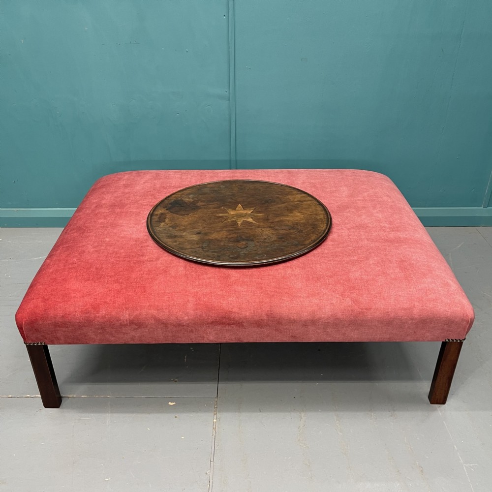 Large newly upholstered centre ottoman footstool