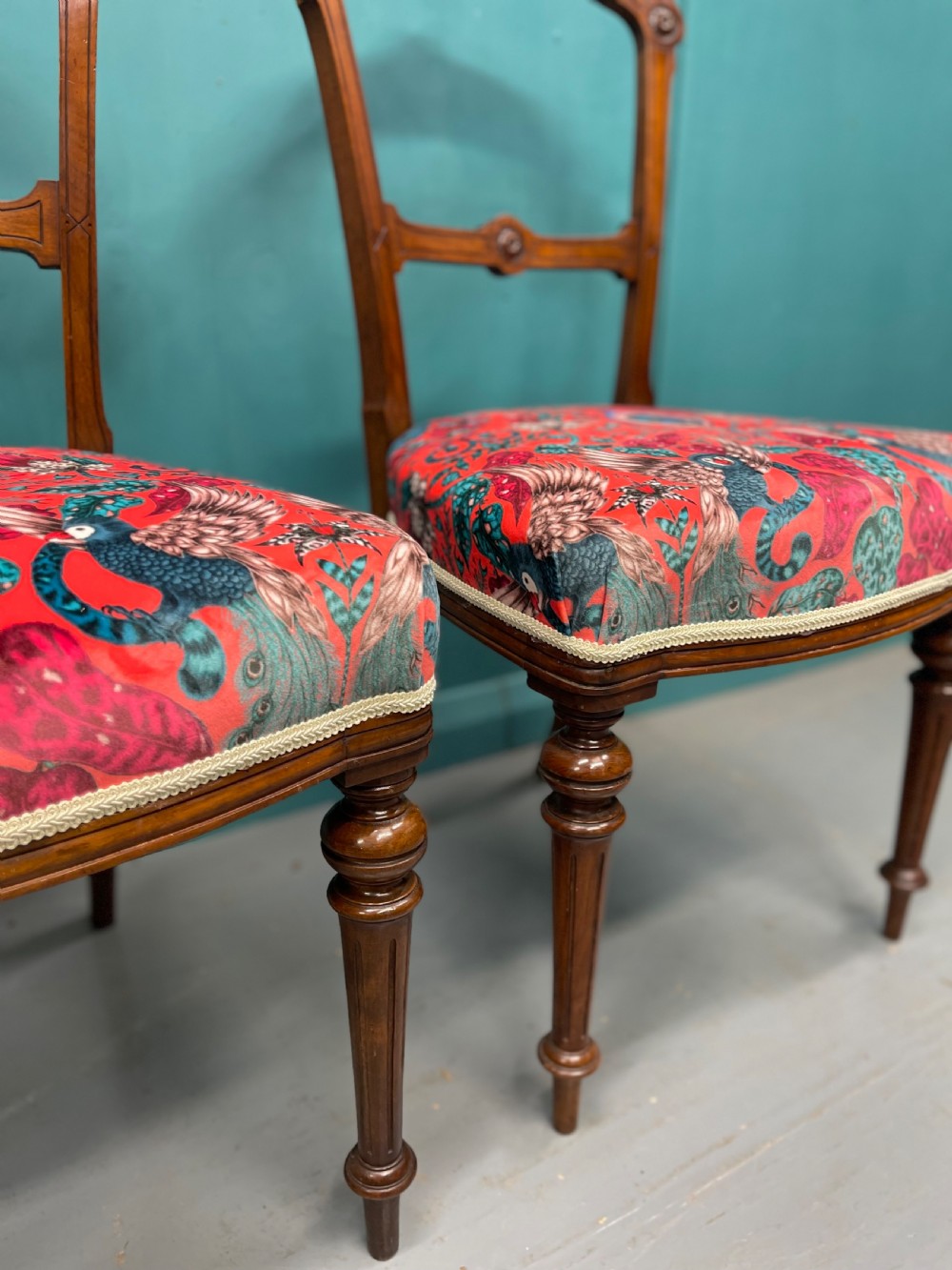 Pair of newly upholstered Edwardian side chairs  View IV