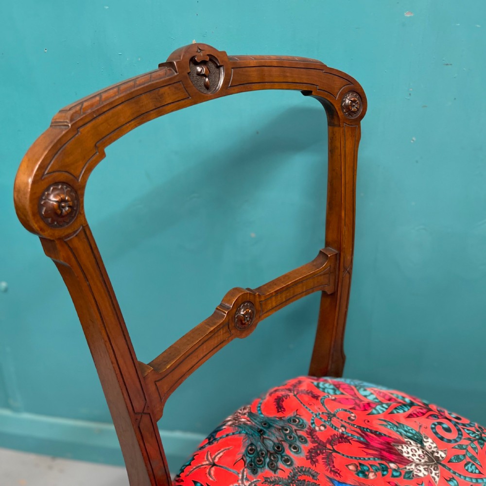 Pair of newly upholstered Edwardian side chairs  View V