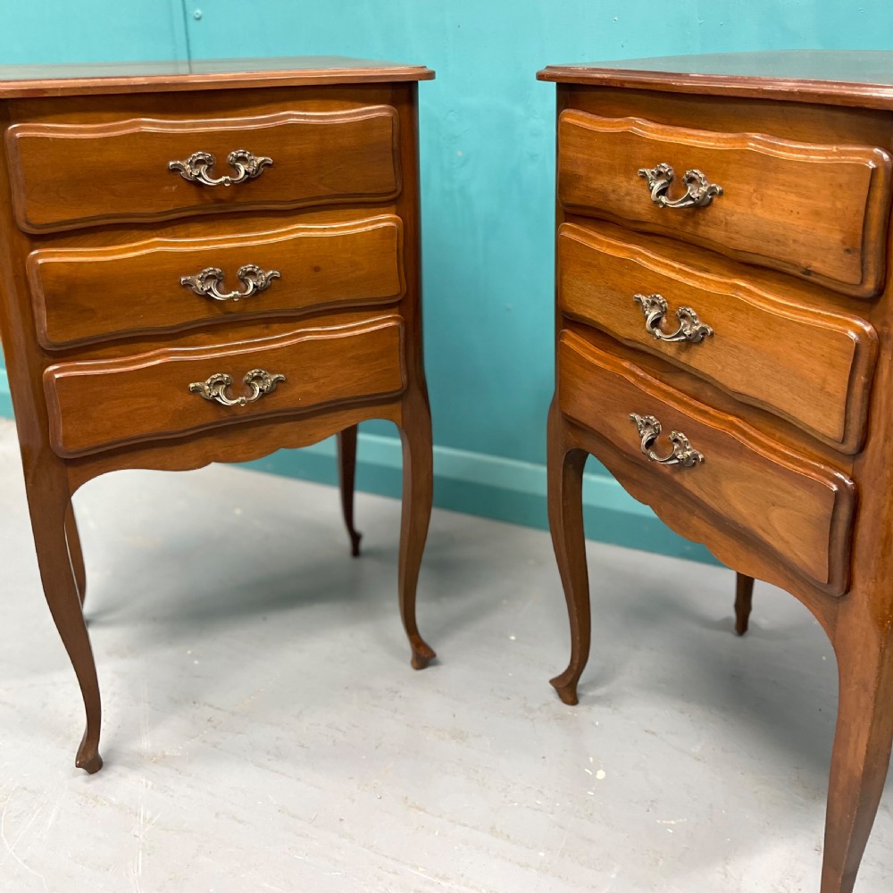 Pair of French cherrywood bedside tables  View V