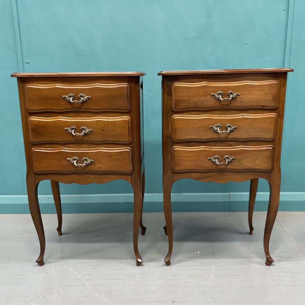 Pair of French cherrywood bedside tables 