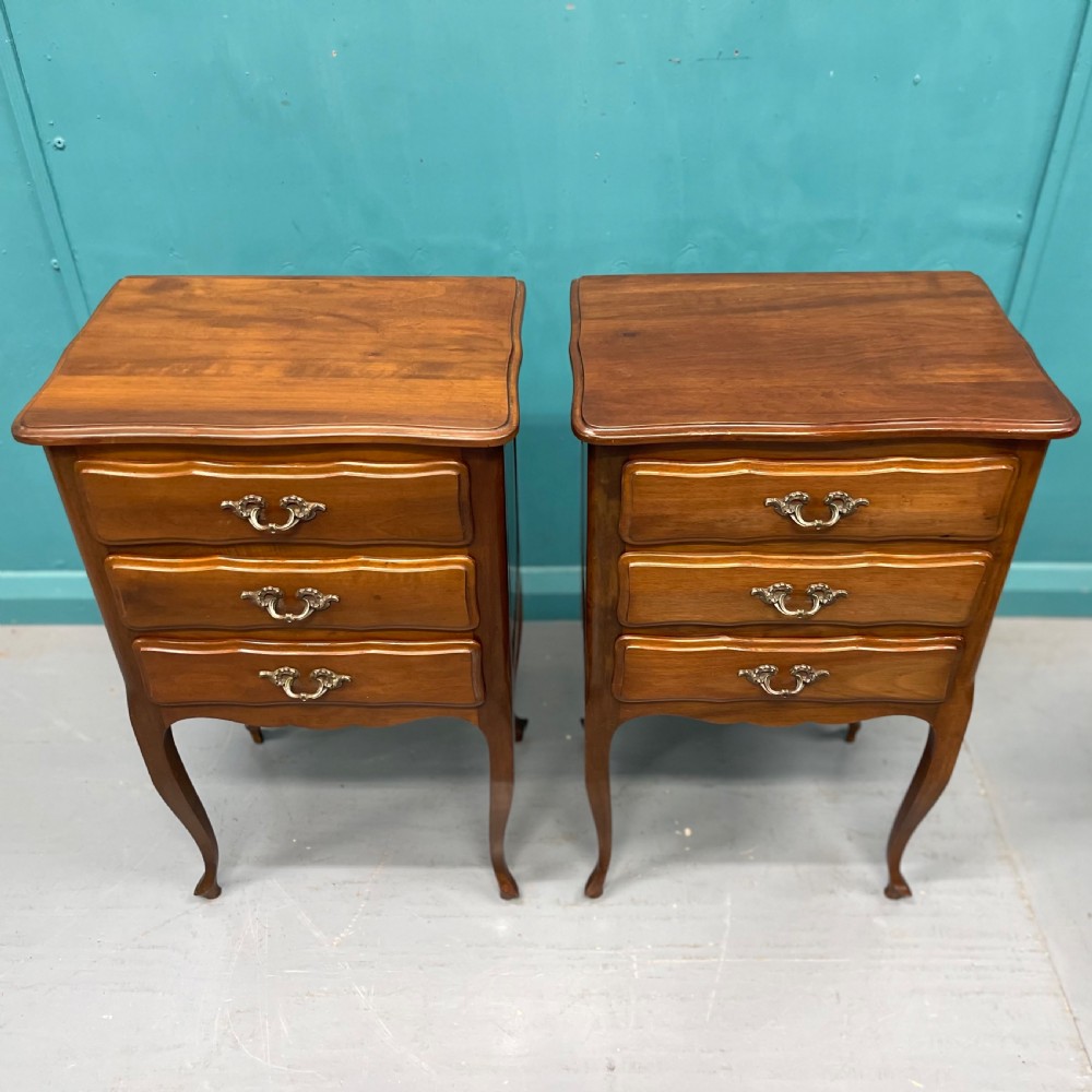 Pair of French cherrywood bedside tables  View X