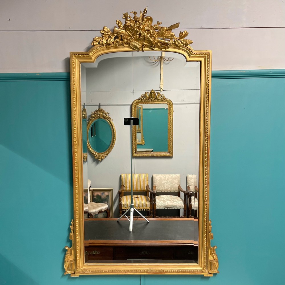 French 19th century gilt bevelled mirror